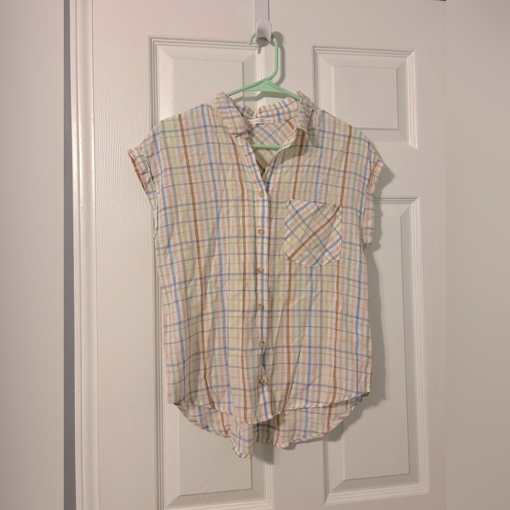 Be Cool short sleeve plaid pastel button down S